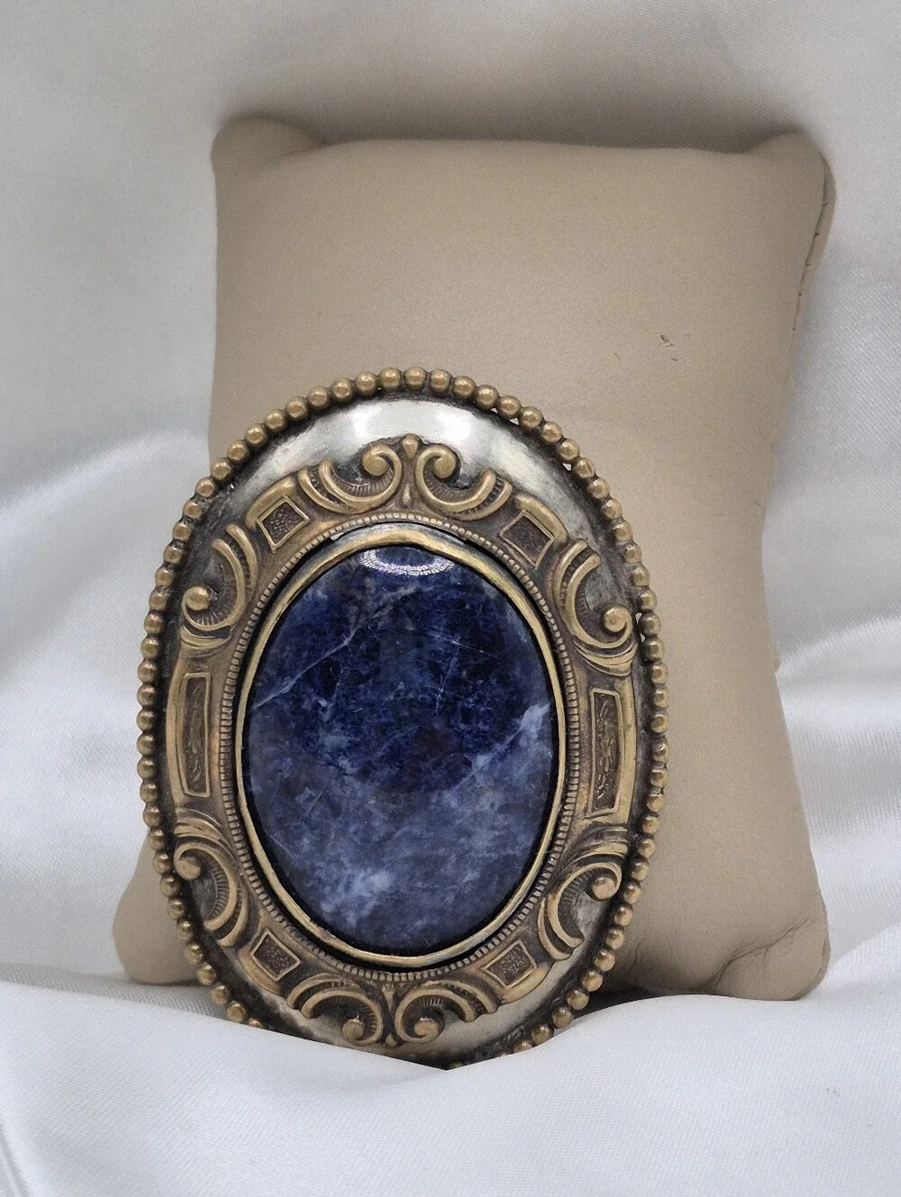 Classic Blue Sodalite Stone Upcycled Buckle Belt.  Statement Buckle